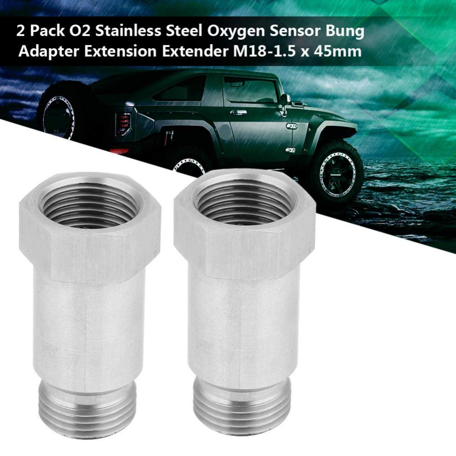 2 adattatori per sonda lambda M18x1.5 adattatore sensore di ossigeno in acciaio inox O2 con sensore di ossigeno distanziatore auto universale con filtro O2