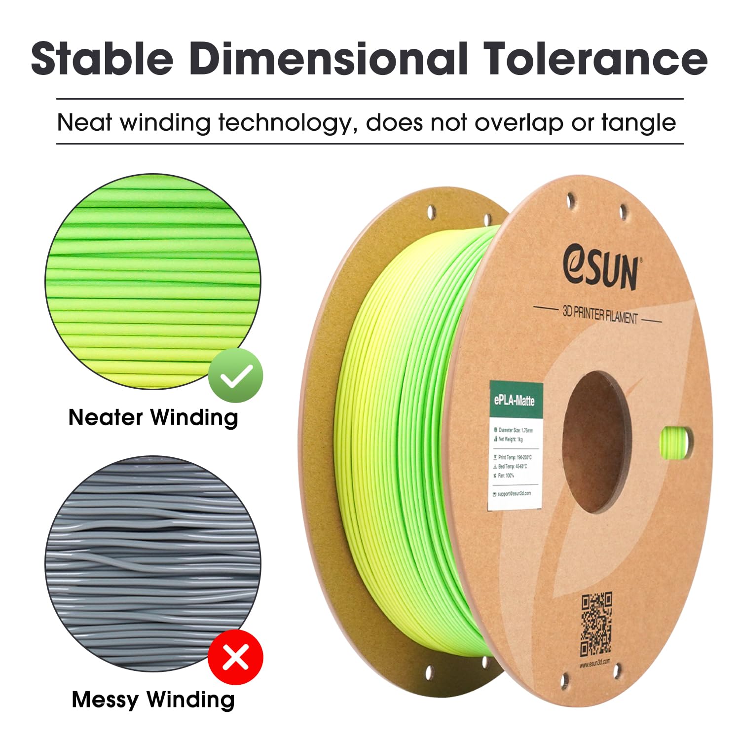 eSUN Filamento PLA opaco arcobaleno 1,75 mm, filamento per stampanti 3D PLA opaco multicolore, bobina da 1 kg (2,2 libbre) filamento a variazione graduale per stampanti 3D, Raccolta di riso