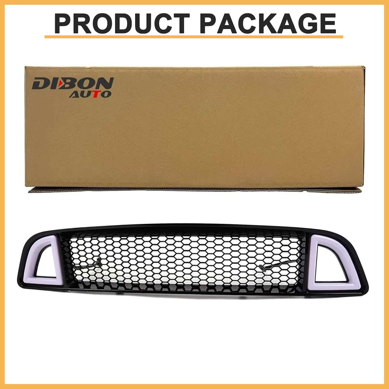 Front Bumper Upper Grille For 2013 2014 Ford Mustang Hood Grill with White DRL LED Light (13-14 Ford Mustang)