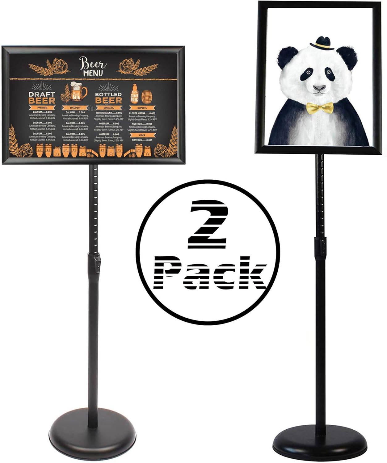 Altratech Sign Holder 2 Pack Aluminum 8.5” X 11” Lobby Sign Snap-Open Frame Sign Holder Stand with Both Vertical and Horizontal View for Store Display, Exhibition (Black） : Office Products