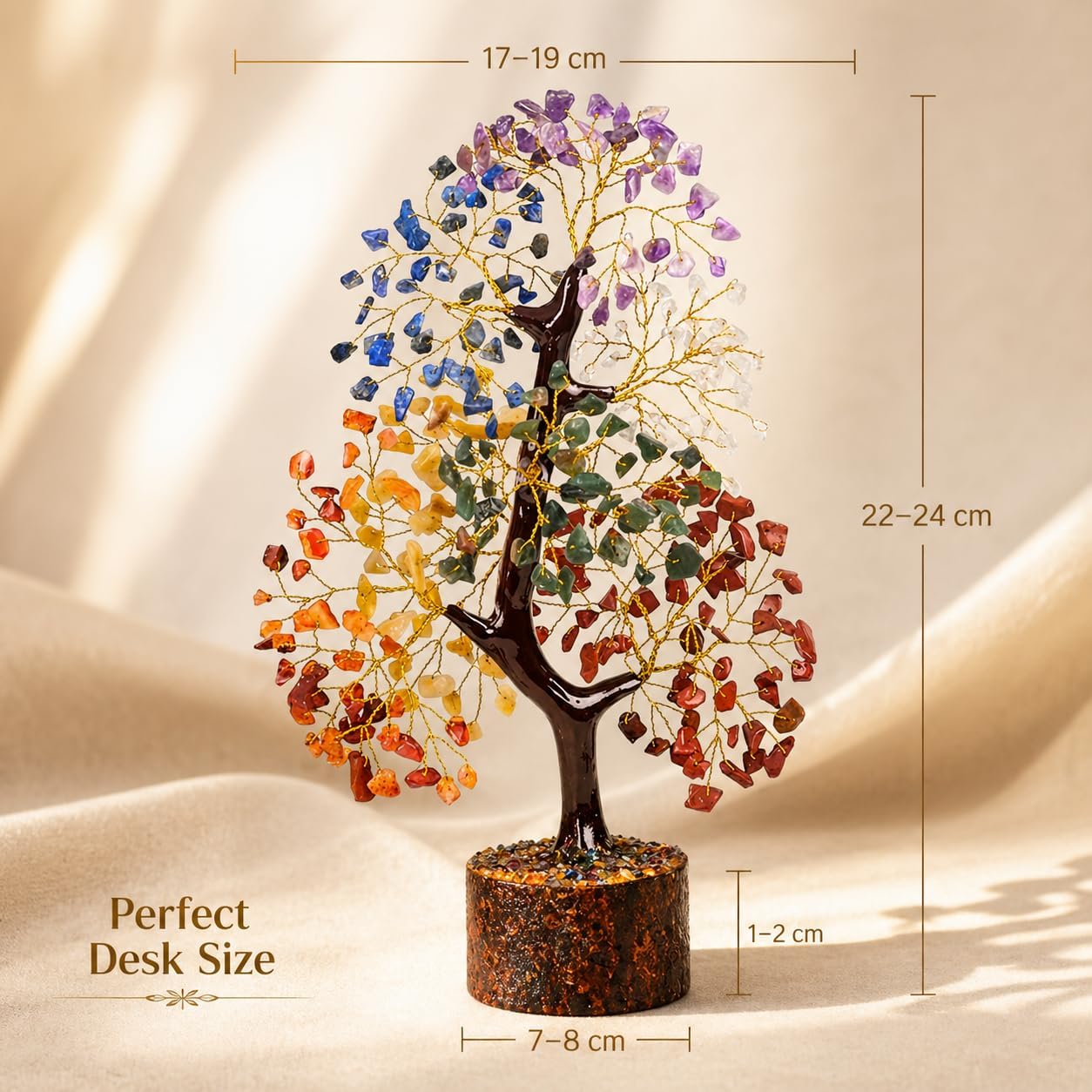 7 Chakra Crystal Tree for Positive Energy, Feng Shui & Reiki Decor Gift | Natural 7 Chakra Crystal Tree handcrafted with genuine gemstones to promote balance, harmony and positive energy.