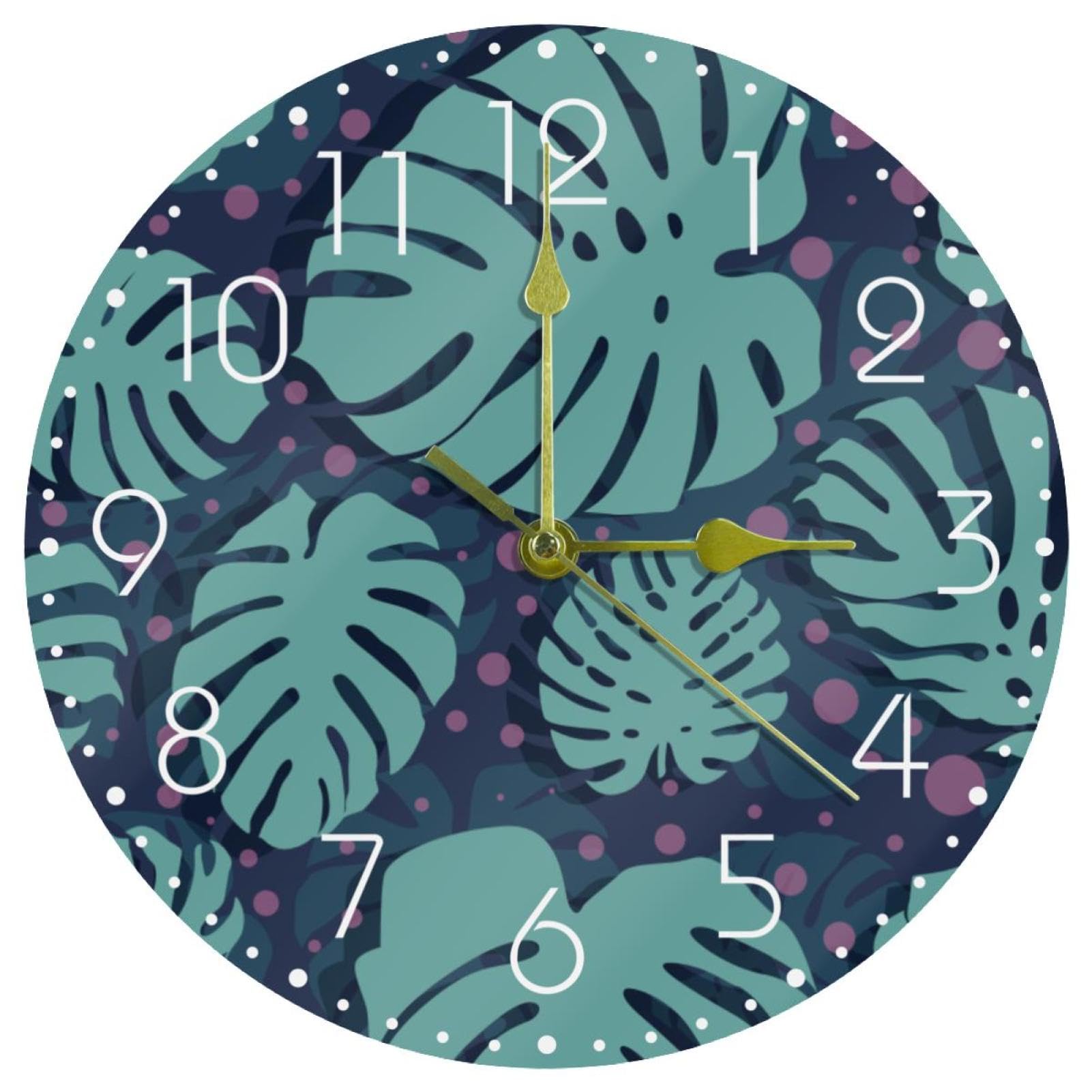 Horloge murale décorative de salle de bain au style jungle sombre chic