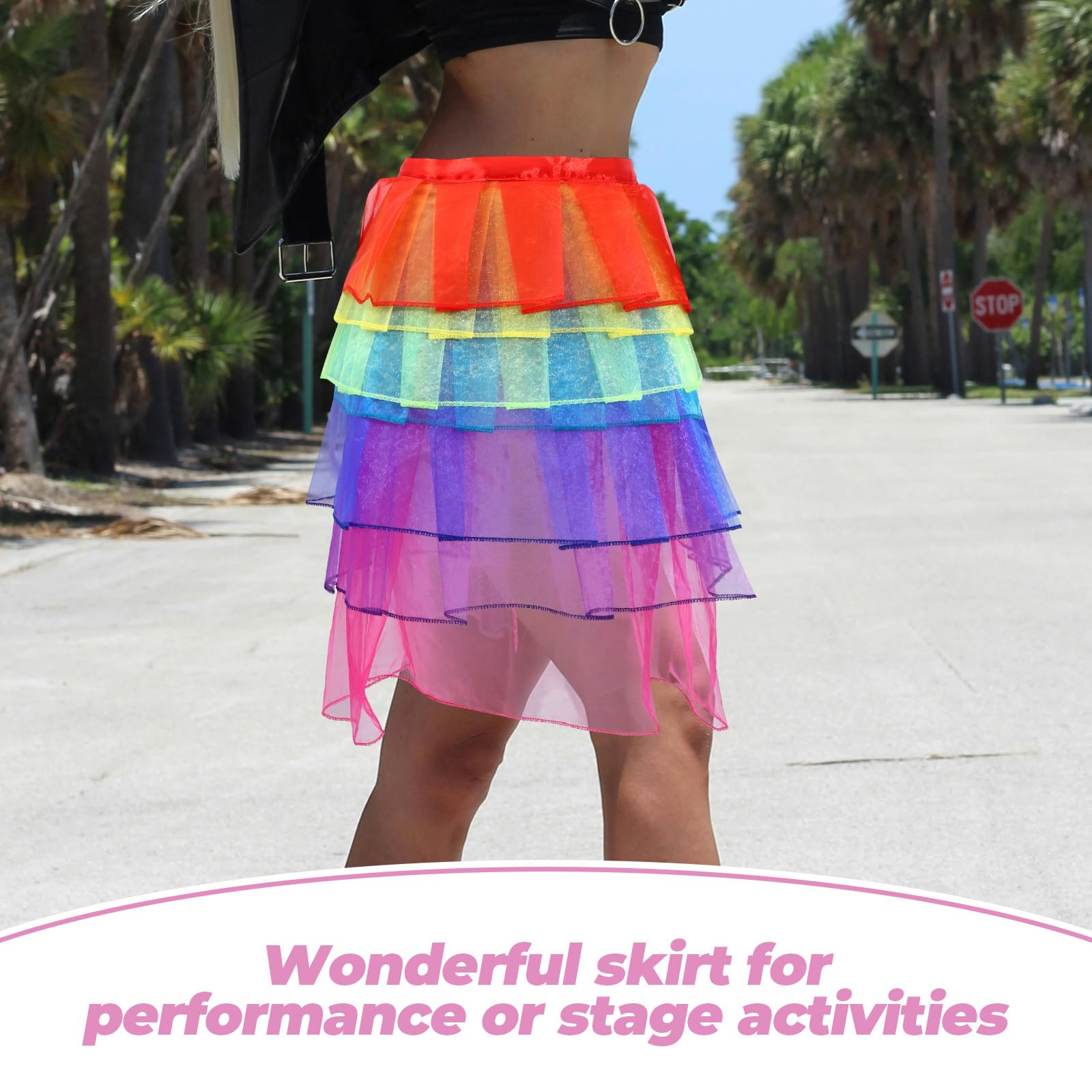 Lurrose Regenbogen Tüllrock Damen Damen Tutu Rock Blasen Tutu Rock Petticoat Unterrock Tutu Röcke Ballett Tüllrock Damen Für Kostüm Cosplay Abschlussball Mardi Gras