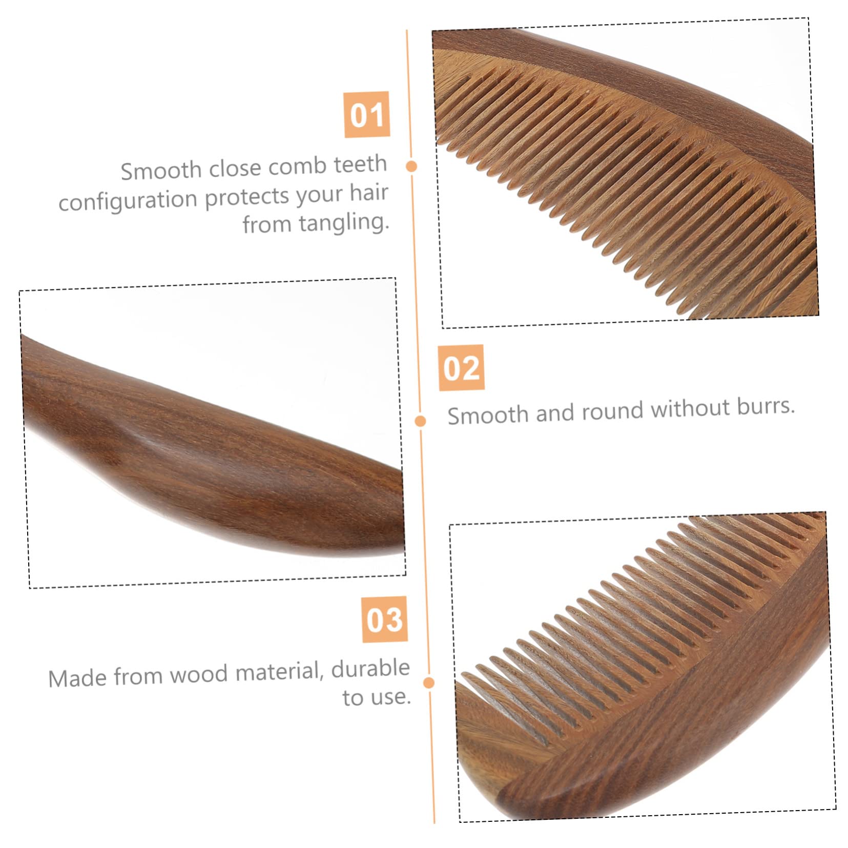 DOITOOL 5piezas Peine De Madera Antiestática De Dientes Para Cabello Rizado y Grueso Cepillo De Masaje Natural Para Mujeres Para y Relajación Del Cabelludo