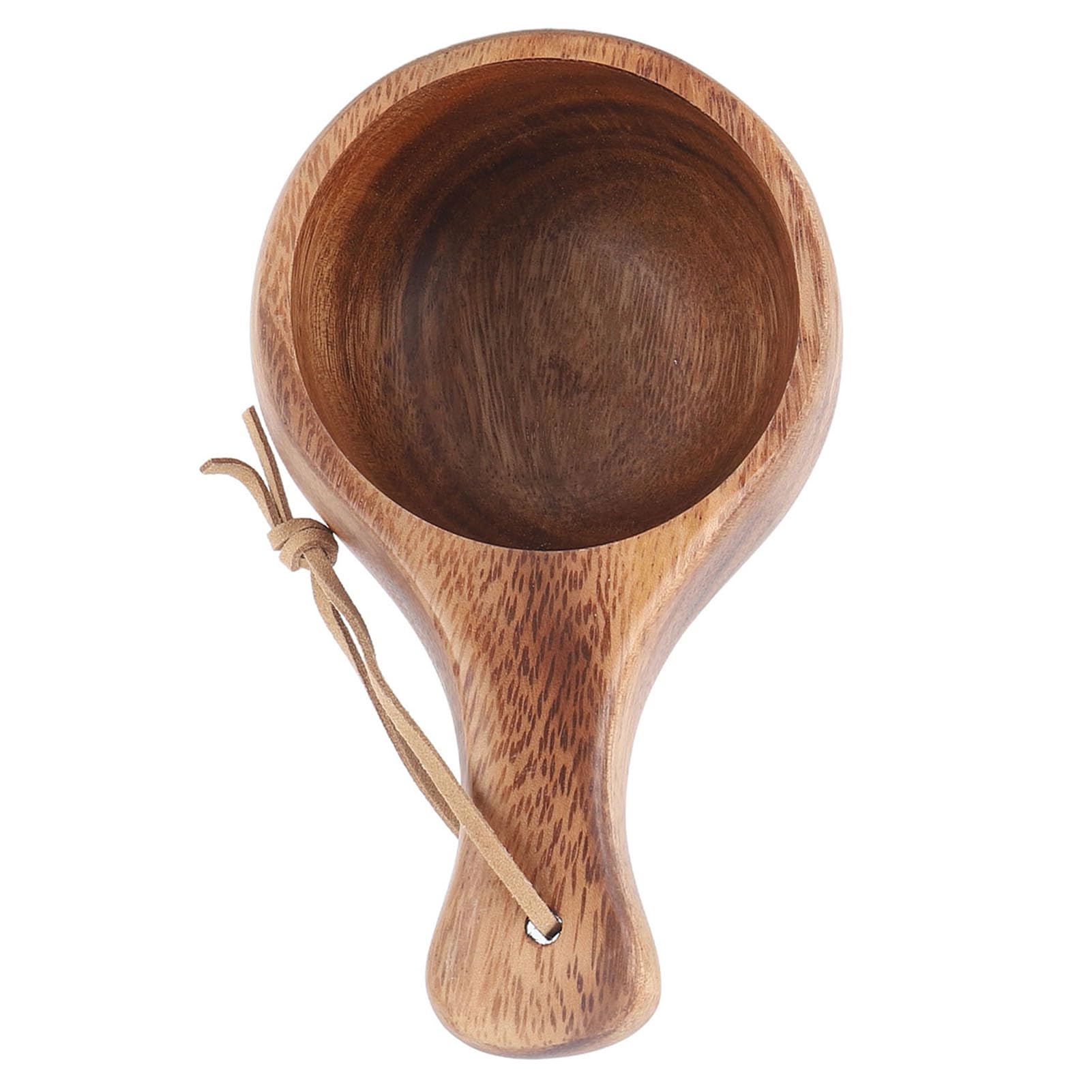 TITA-DONG Portable Nordic Design Drinking Mug, 220ML Wooden Coffee Cup, Kuksa Cup with Lanyard, Outdoor Camping Drinking Mug, Heat Insulation Coffee Cup with Comfortable Grip for Home