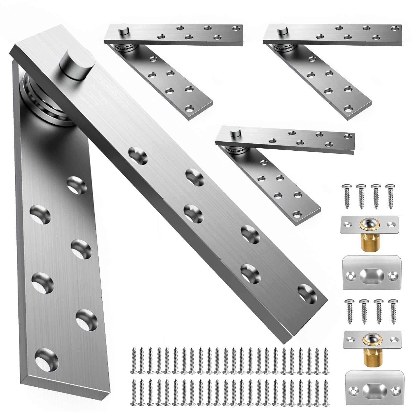 Bisagras pivotantes de puerta resistentes, 2 piezas para puertas de madera de hasta 200 libras, bisagra de puerta oculta y bisagras pivotantes para estantería de puerta oculta, puerta secreta (tipo