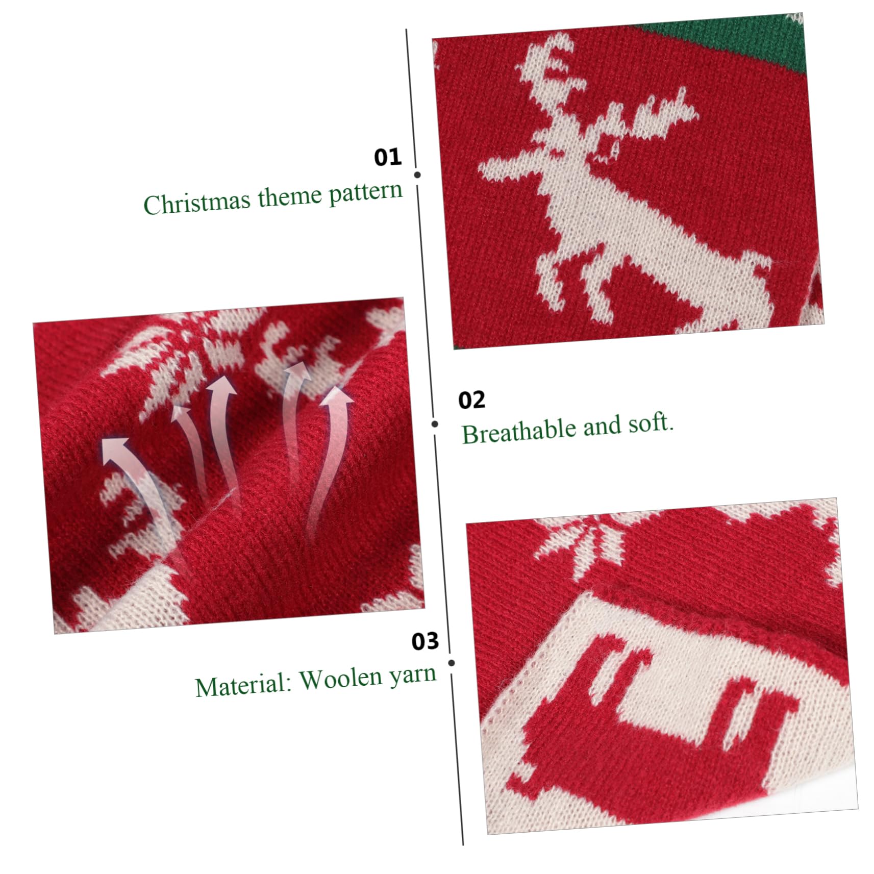 SOIMISS 2pièces Écharpe Tricotée Hiver Avec Motif Renne Écharpe De Rouge Accessoire Pour Froid