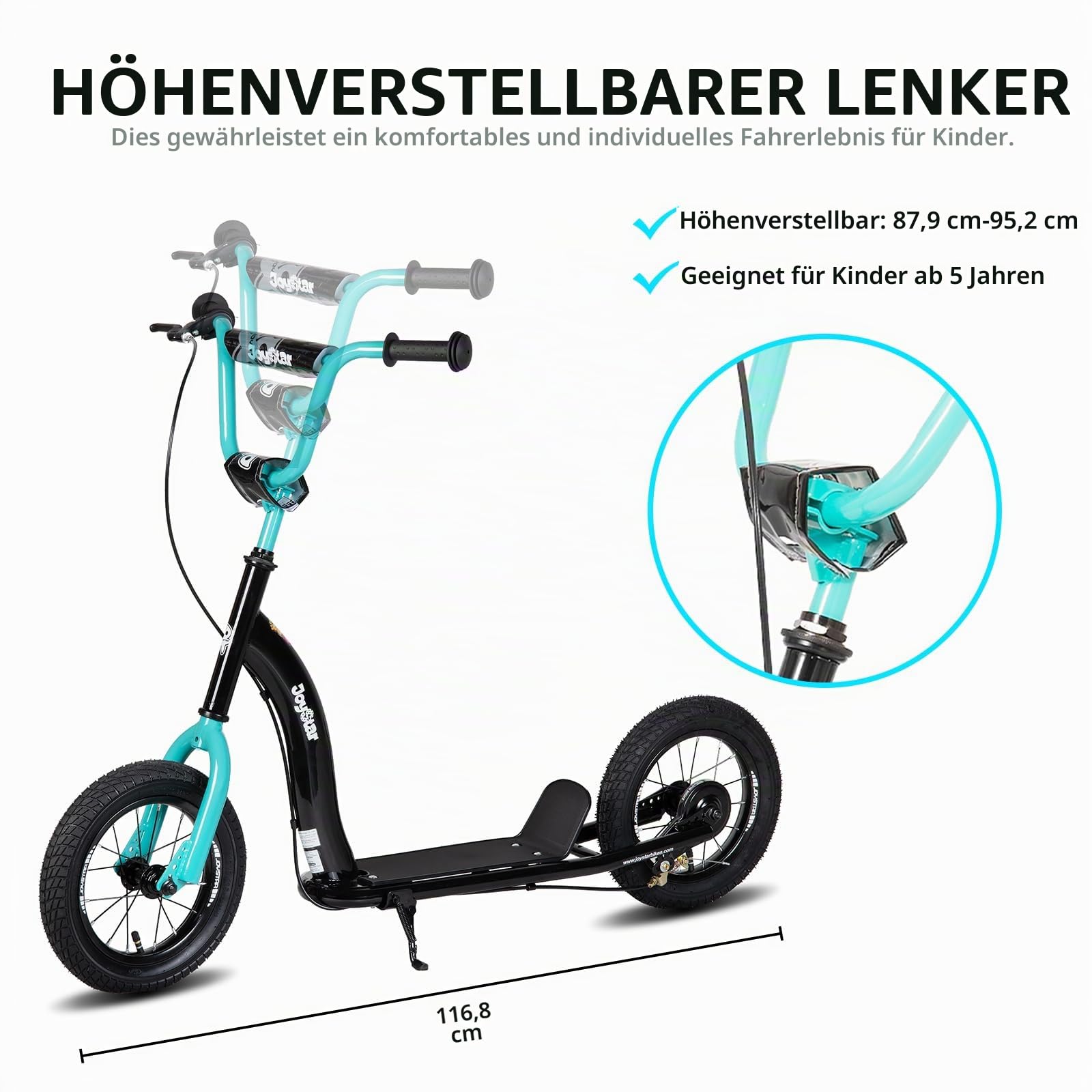 JOYSTAR Conway 12-Zoll-Tretroller für Kinder ab 5+ Jahren, Jugendliche und Junge Erwachsene, Leichter 12-Zoll-Kinderroller mit verstellbarem Lenker