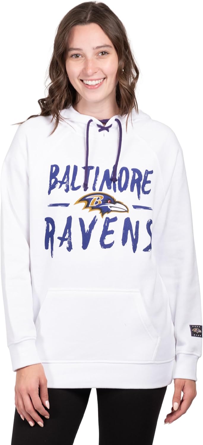 Ultra Game Women's NFL Official Super Soft Tie Neck Hoodie Sweatshirt