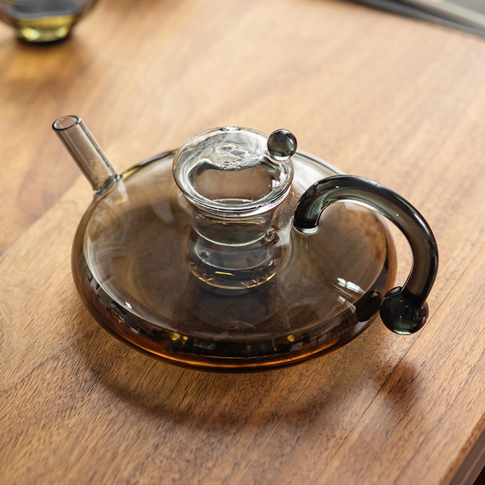 Tetera de vidrio de 600 ml con infusor extraíble resistente al calor con filtro para té de hojas sueltas(Transparent)