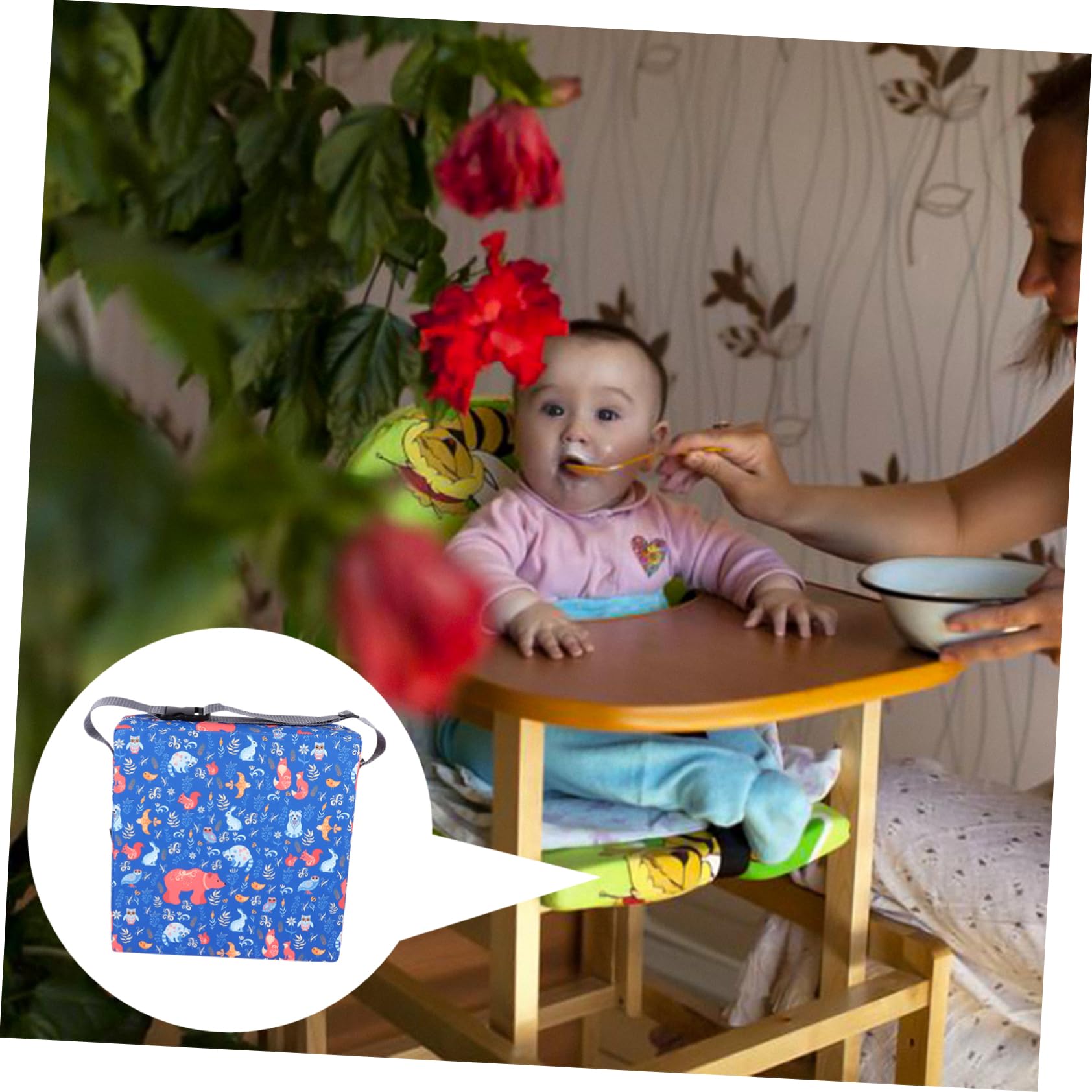 KOMBIUDA Cojín Elevador Portátil para Silla Infantil con Incremento de Tamaño y Diseño Desmontable, Material de Poliéster y Esponja Adecuado para Restaurantes y Juegos