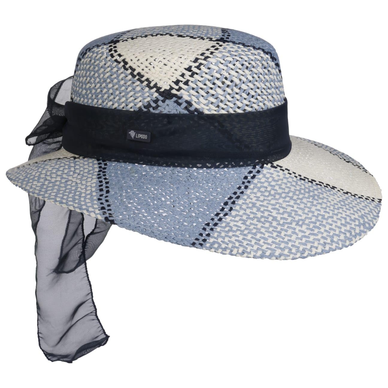 Lipodo Women's Blue Straw Hat With Cloth Band By