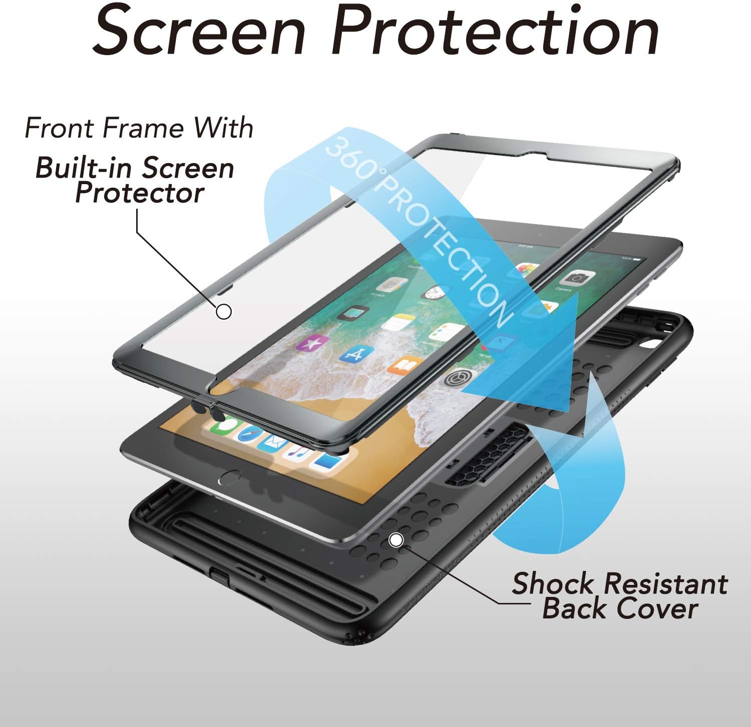 Flаѕh Dеаlѕ - 70% оƒƒ YOUMAKER New iPad 9.7 Case 2018/2017, Heavy Duty Kickstand with Built-in Screen Protector Full-body Shockproof Protective Case Cover for Apple iPad 9.7 inch 2017/2018 5th/6th Gen (Black/Black)