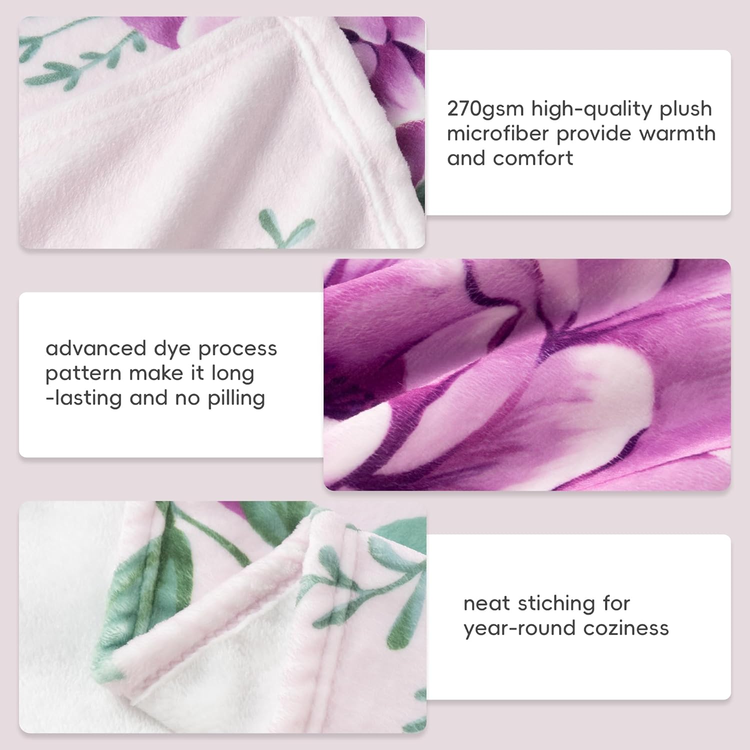 Battilo Anniversary Birthday Gifts for Mom from Daughter Son, Mom Blanket, Mothers Day Blanket, Super Soft Flannel Throw Blanket for Bed Couch, 50" x 60", Lavender