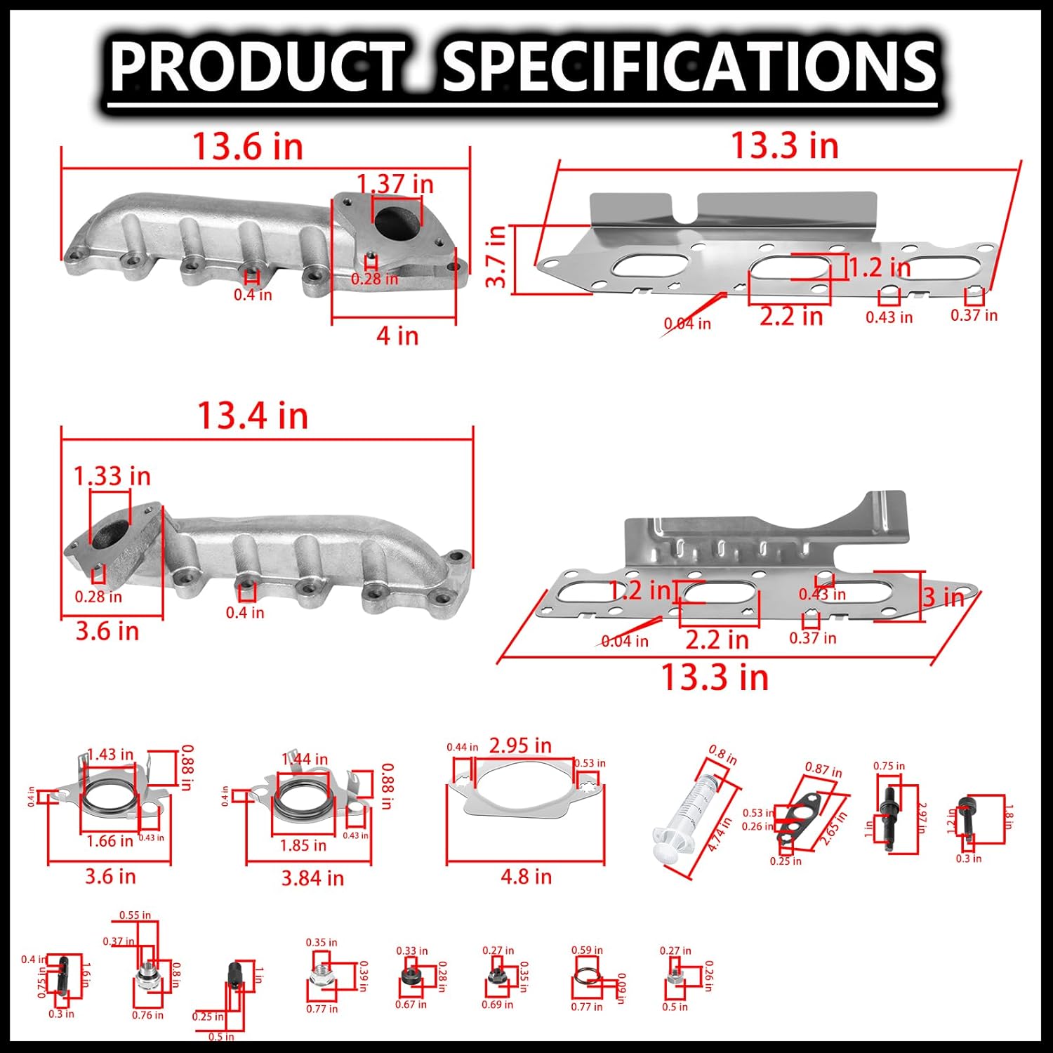 1043001 Exhaust Manifold Kit for Ford F-150 3.5L Ecoboost, for Expedition/Transit/Lincoln, Replaces BL3Z-9430-B, BL3Z-9430-D, BL3Z-9431-B, BL3Z-9431-D