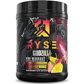 RYSE Godzilla X Noel Deyzel Pre Workout Powder - Strawberry Mango - 400mg Caffeine, High Stim Pre-Workout for Men & Women with Citrulline & Beta Alanine - Energy, Pump & Focus - 20/40 Servings