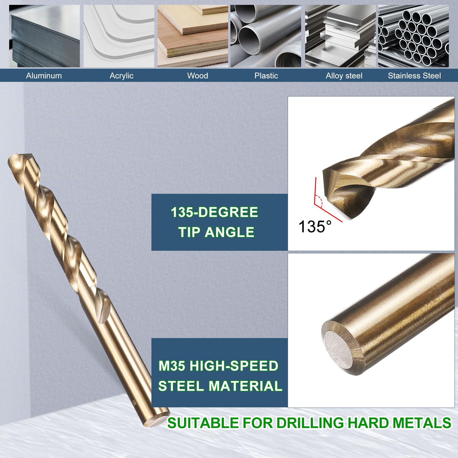 METALLIXITY 4Pcs Mèche (12mm) Acier Rapid M35 Tige Droite Canure Spiralée
