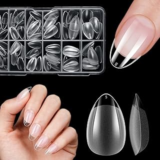 Extra Kurz Mandel Nagelspitzen, Venares 120 Stück Full Cover Nail Tips Almond für Gelnägel, 12 Größen Mandel Nageltips Soft Gel Press on Nails Kurz XXS
