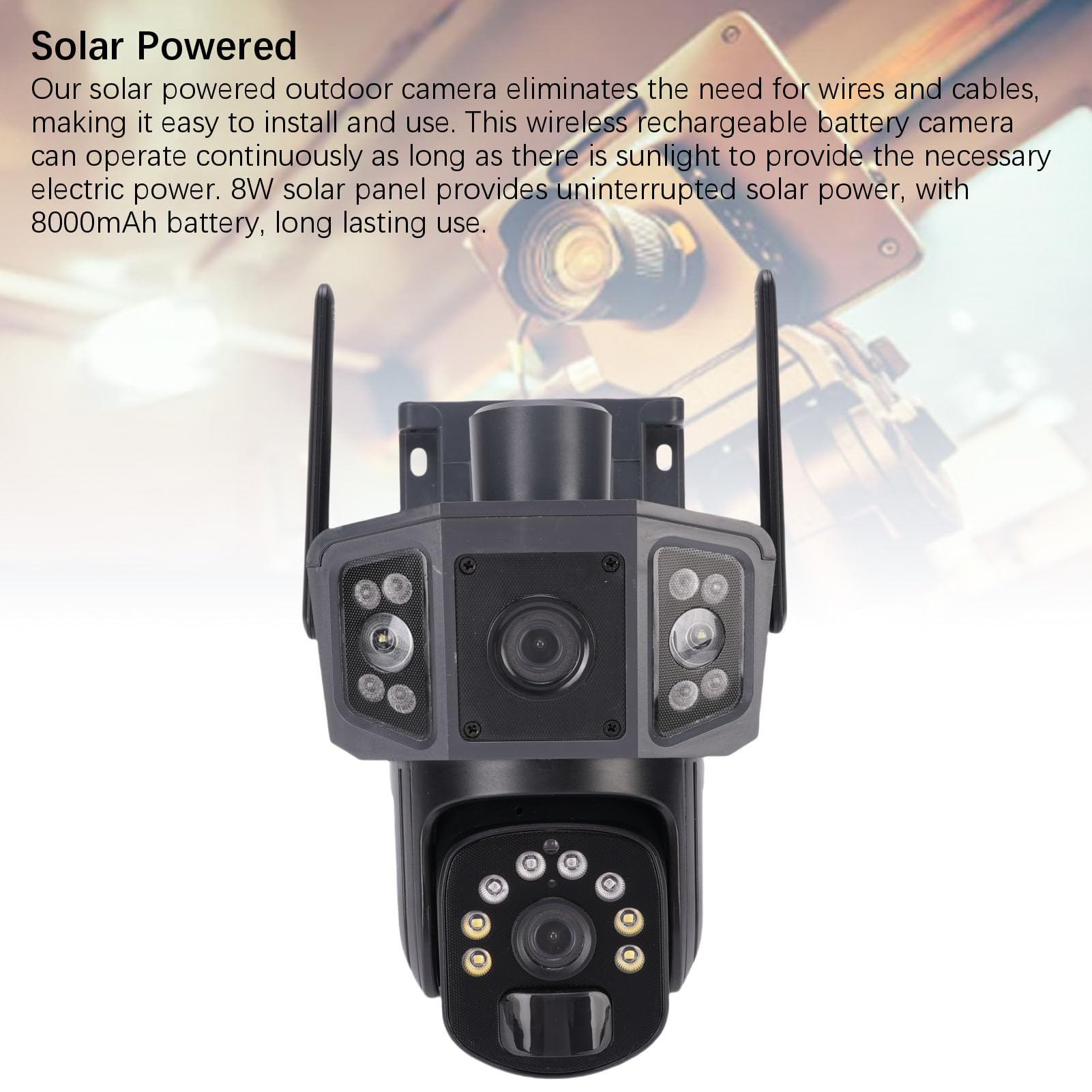 Sxhlseller 8MP HD Solar Security Cameras Wireless Outdoor, 360 Stopni Bezprzewodowe Aparaty Podwójne, WiFi Outdoor Cam do Bezpieczeństwa Domu, Wykrywanie Ruchu Pir