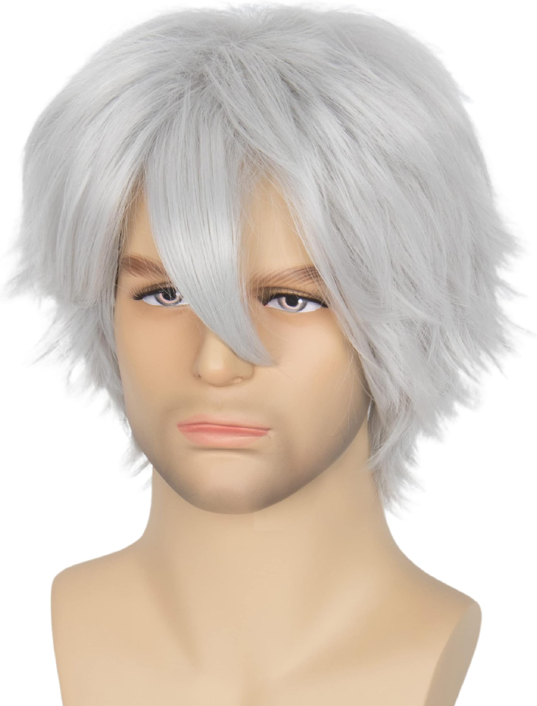 M MISS U HAIR Unisex Short Straight Wig Men Women Silver Grey Cosplay Halloween Wig