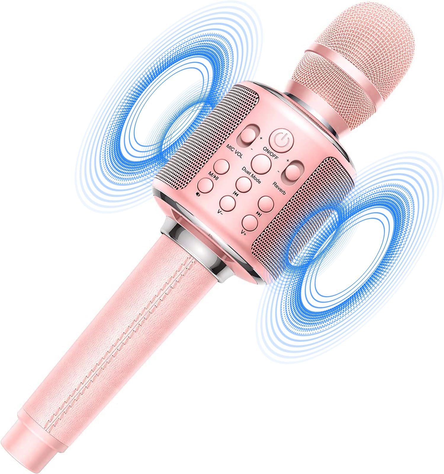 XZL Bluetooth Karaoke Microphone for Kids & Adults, Wireless Rechargeable Mic with Built-in Stereo Speaker, Echo｜Duet Mode｜Recording｜Music Playback, Premium Leather Handle, Portable Storage Case