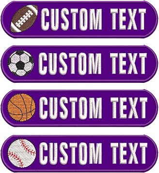 Customizable Name Patches, Embroidered Soccer Patches 2PCS, Personalized Your Name Tag, Hook/Iron On Patches, Decorative Applique for Ball Sport Team Gifts Purple