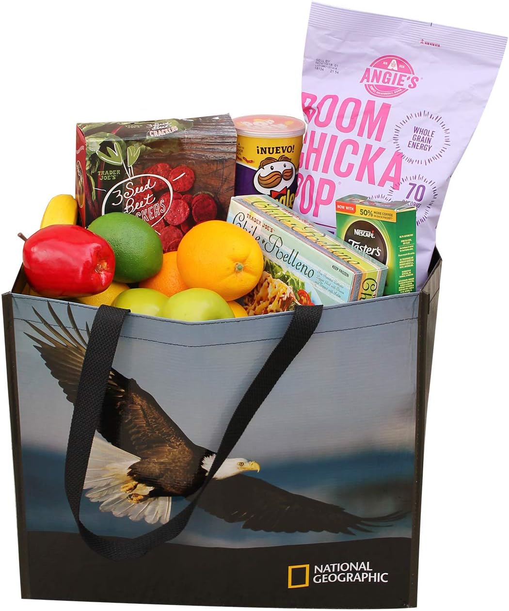 Reusable Grocery Bags Shopping Totes with National Geographic Prints Heavy Duty Made From Recycled Plastic Bottles Laminated Rpet ( Set of 3) (Eagle/Bear/Wolves) : Home & Kitchen