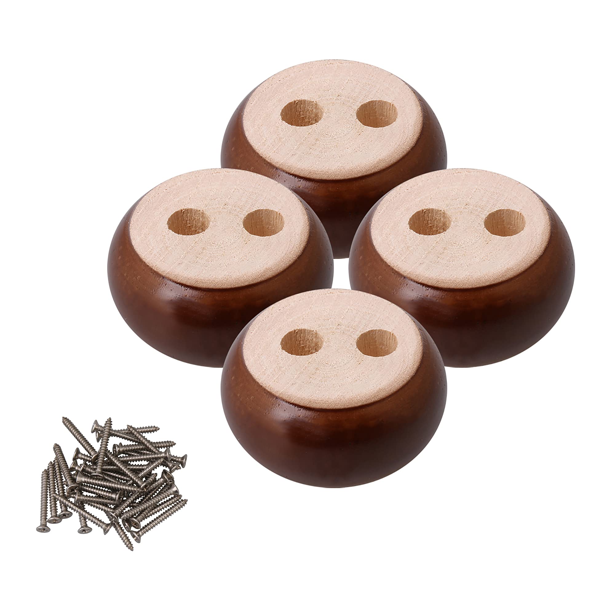 4 Pieces High 3 cm Walnut Color Wooden Furniture Feet Round Cake Shape for Sofa TV Cabinet Bed Feet