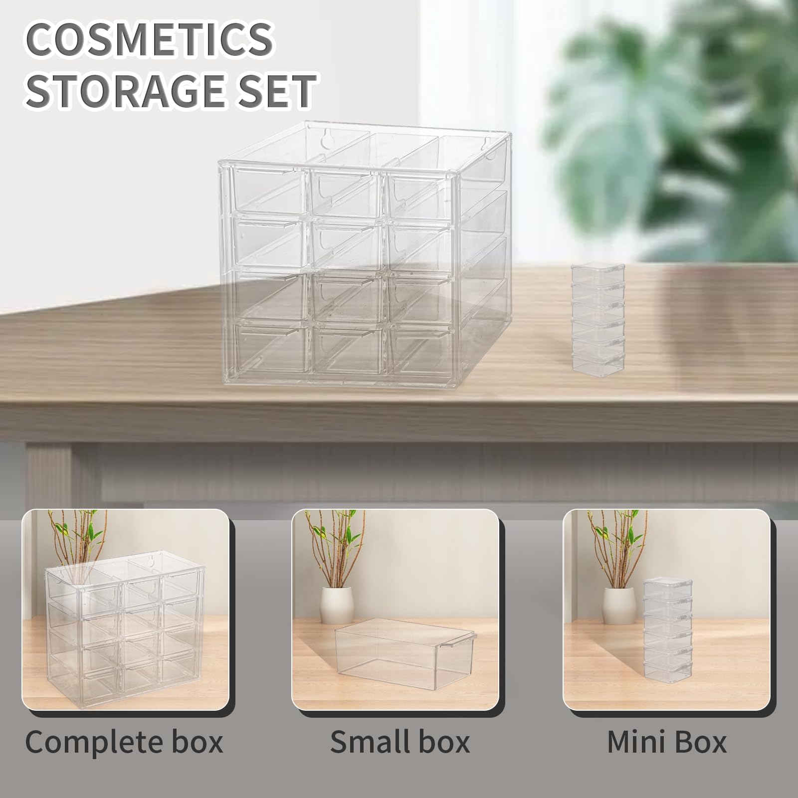 Cajoneras Plastico - Mini cajón organizador - Pequeño organizador de almacenamiento de escritorio con 12 cajonaes para guardar joyas cuentas horquillas pendientes piezas pequeñas