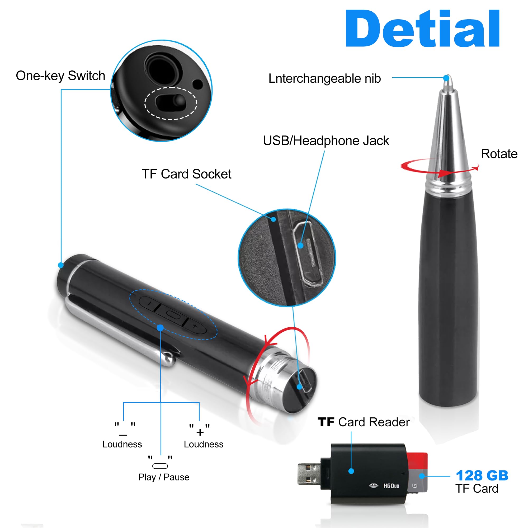 DVR Digitale Spraakgestuurde Recorder – Sleutelhanger