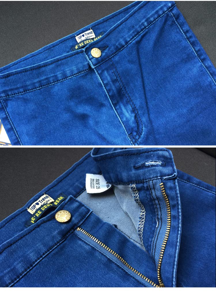 Dninmim Pantalones de mezclilla ajustados de cintura alta para mujer, para primavera y verano, color azul