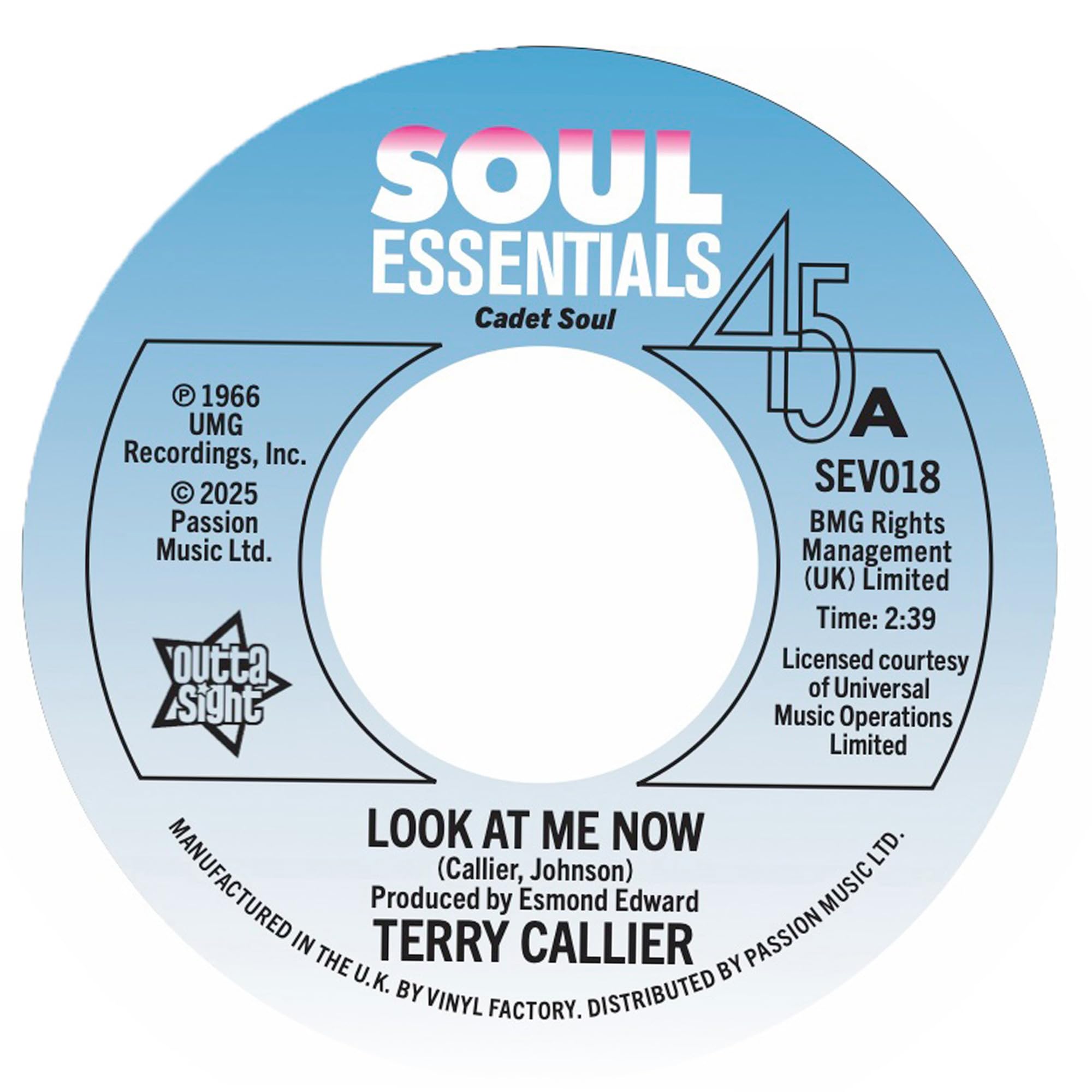 TERRY CALLIER Look At Me Now - New Northern Soul 45 (Outta Sight) Listen 7""