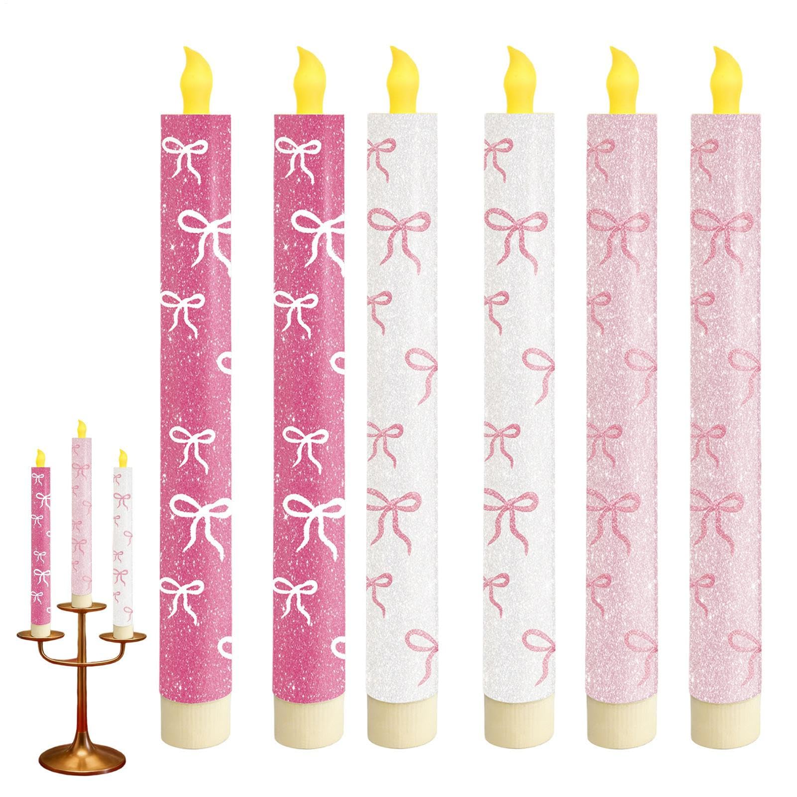Velas cónicas sin llama LED con parpadeo de corazón para el hogar 8
