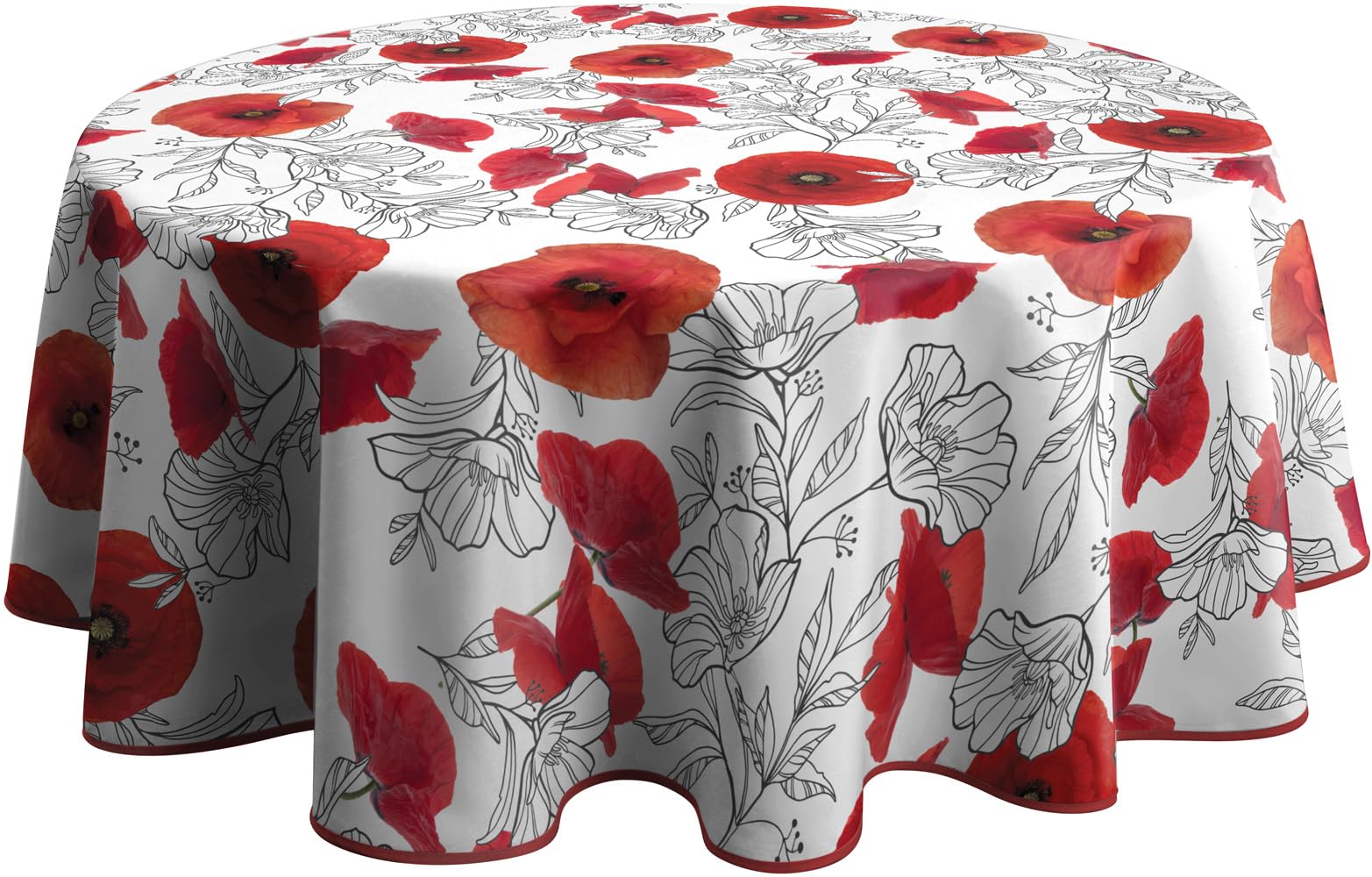 Le linge de Jules Stain Resistant Tablecloth Poppy Round 160cm