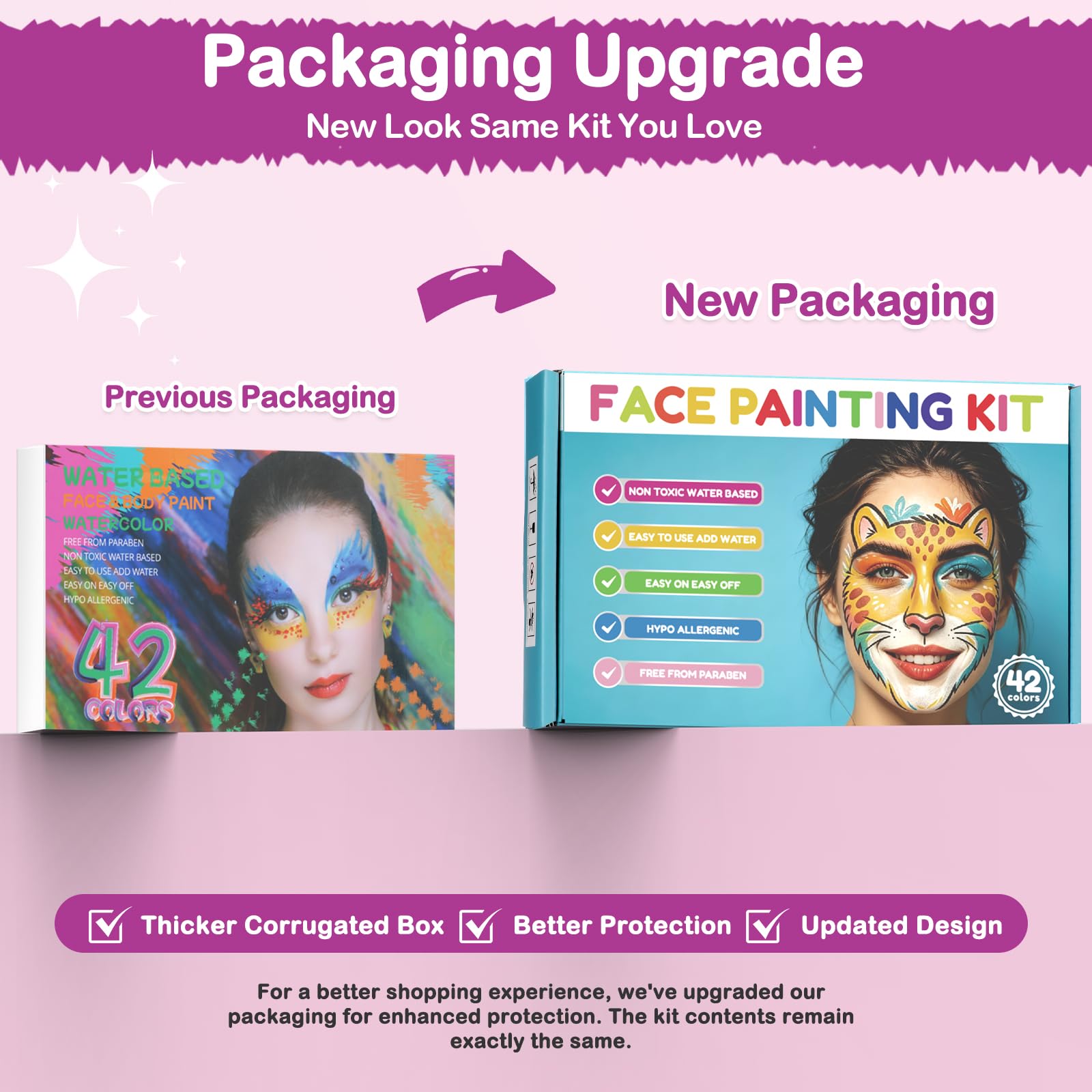 Kit Maquillage Visage et Corps 42 Couleurs, Peinture à l’Eau avec Pinceaux et Accessoires, Body Painting pour Cosplay, Théâtre, Carnaval, Halloween, +14 ans