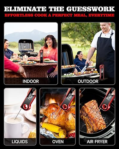 Miniatura 7 de Termómetro digital para carne 2025, con precisión de 0.5 F, pantalla giratoria de 180, calibrable y apagado automático, termómetro de alimentos