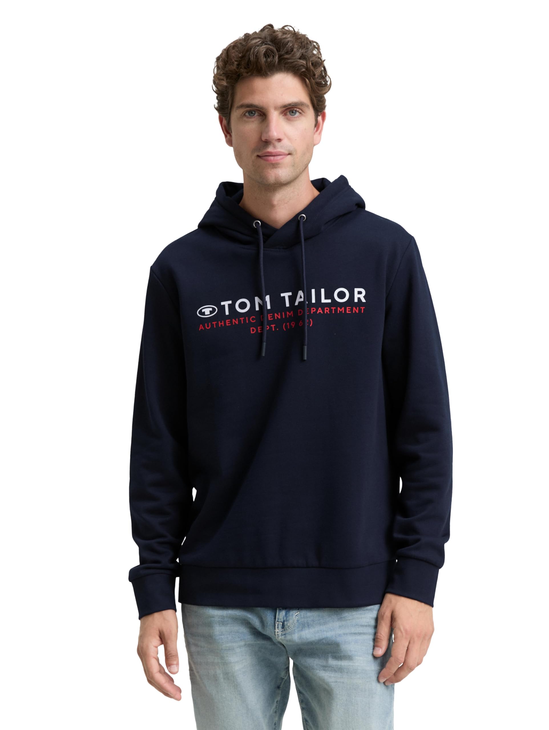 Tom Tailor Herren 1047825 Hoodie Sweatshirt mit Logo-Print (1er Pack)