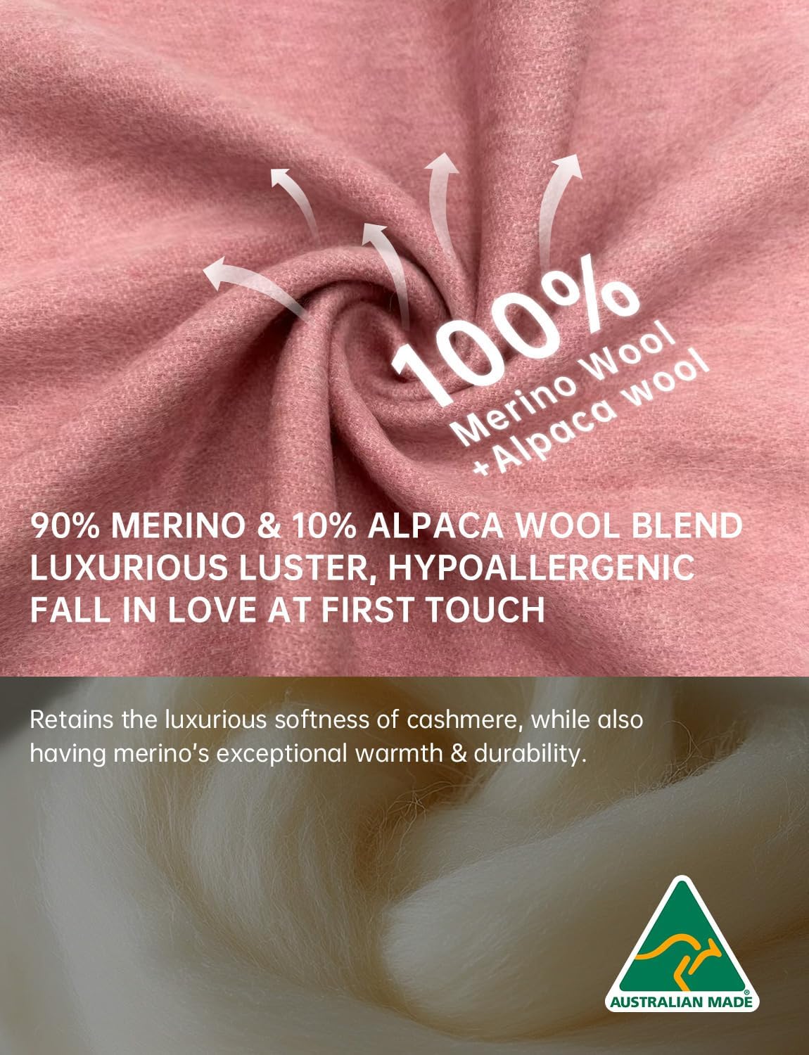 Merino Wool Alpaca Winter Scarf for Women, Australian Pashmina Wraps, Soft Cashmere Feel Shawls Holiday Gift - Image 4