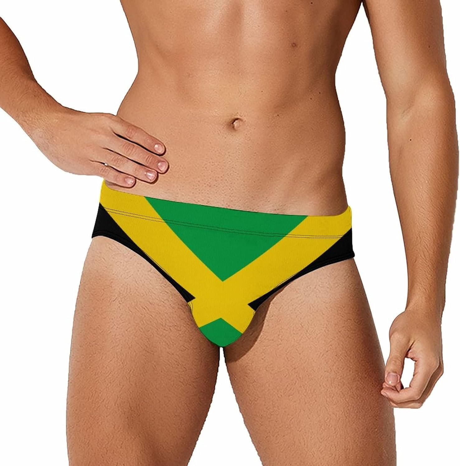 Melbrakin Men's Flag Of Jamaica Swimwear Briefs Swim Trunk Triangle Thong Bikini Swimsuit
