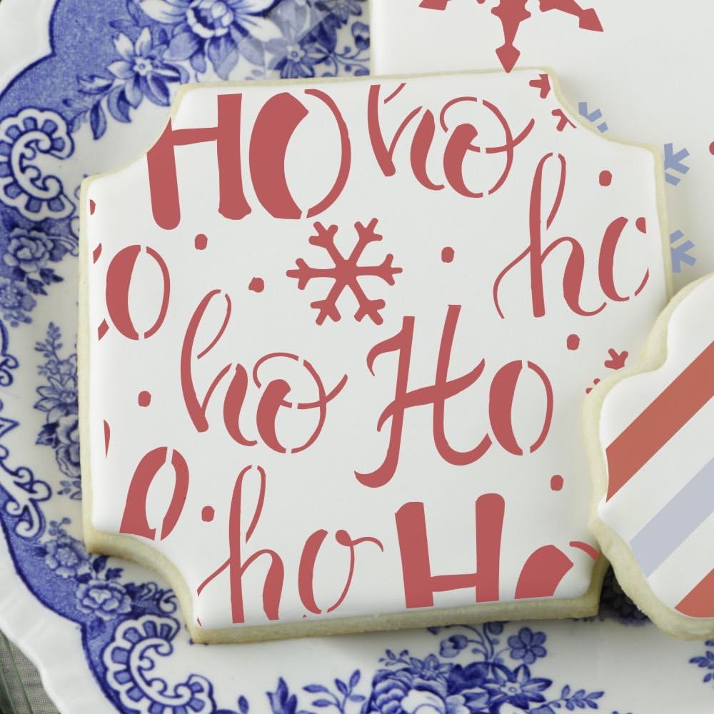 Christmas Cookie Stencil Set | 5 Food Grade Stencils | Merry Christmas - Noel - Peace & Joy | Value Pack