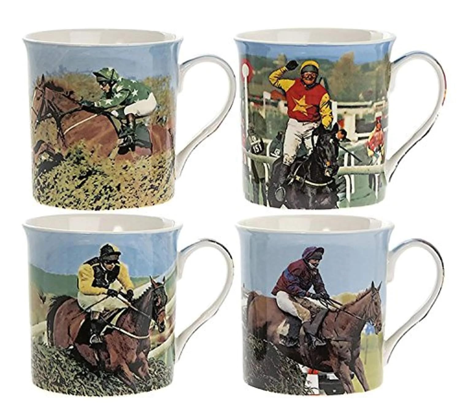 Lesser & Pavey Assorted Set Of 4 Race Horses Mugs