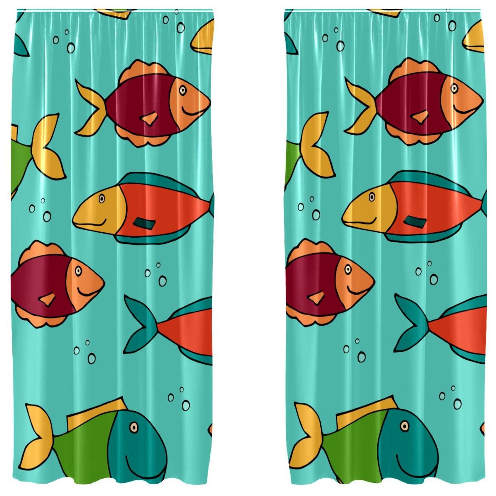 Cortinas de salón con aislamiento de luz y diseño de pez playa juego de 2 paneles 55x84