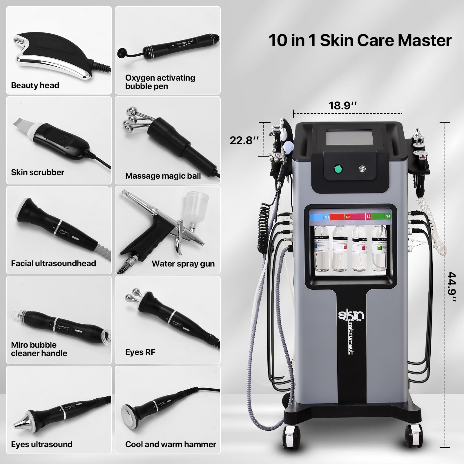 Hydro Oxygen Beauty Device - wielofunkcyjna maszyna do pielęgnacji twarzy 10 w 1 do czyszczenia skóry i zabiegów spa w domu