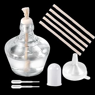 Annhua Alcohol Lamp Burner Alcohol Bunsen Burner 150ML, Glass Alcohol Burner Lab Equipment Heating - 5 Replacement Wicks, 2 Droppers and Funnel