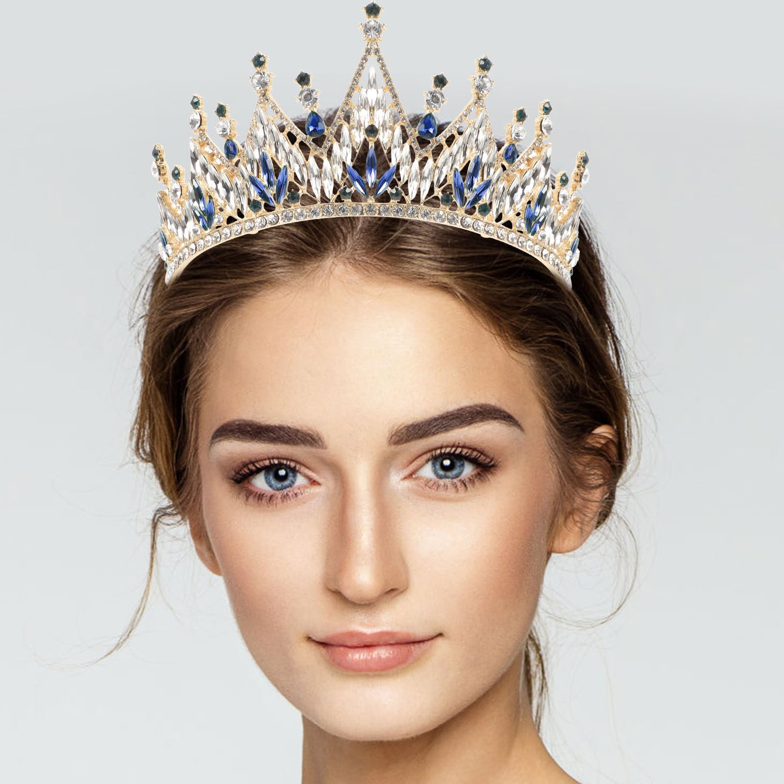 Homoyoyo Tiara para Novia Boda Estilo Barroco Cristales y Aleación Elegante, Accesorios Cabello para Mujeres en Dress Up y Cumpleaños