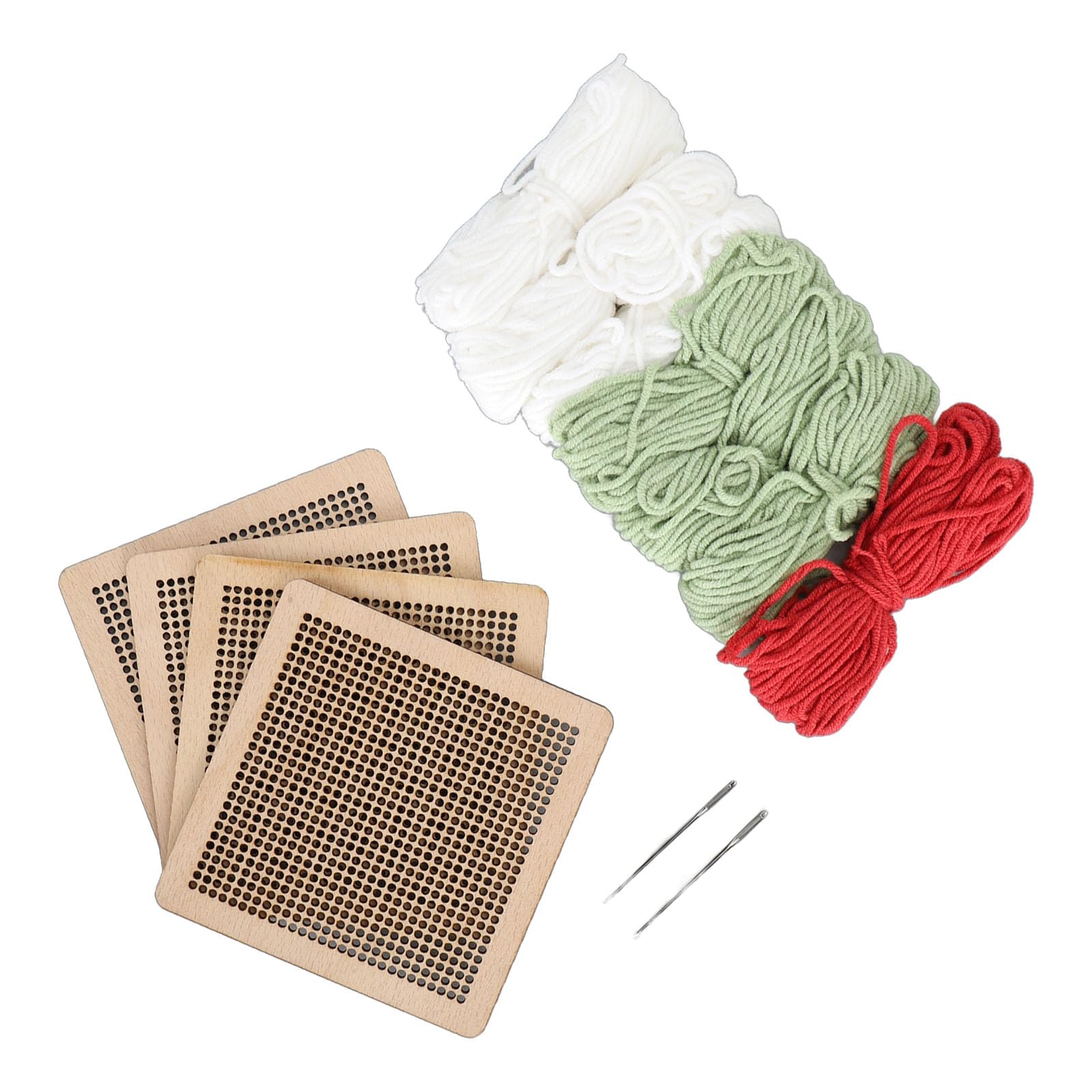 XGOUGUAAU Kit per principianti a punto croce da 4 pezzi, motivo floreale, kit per ricamo con ricamo ad ago per principianti (Verde chiaro)