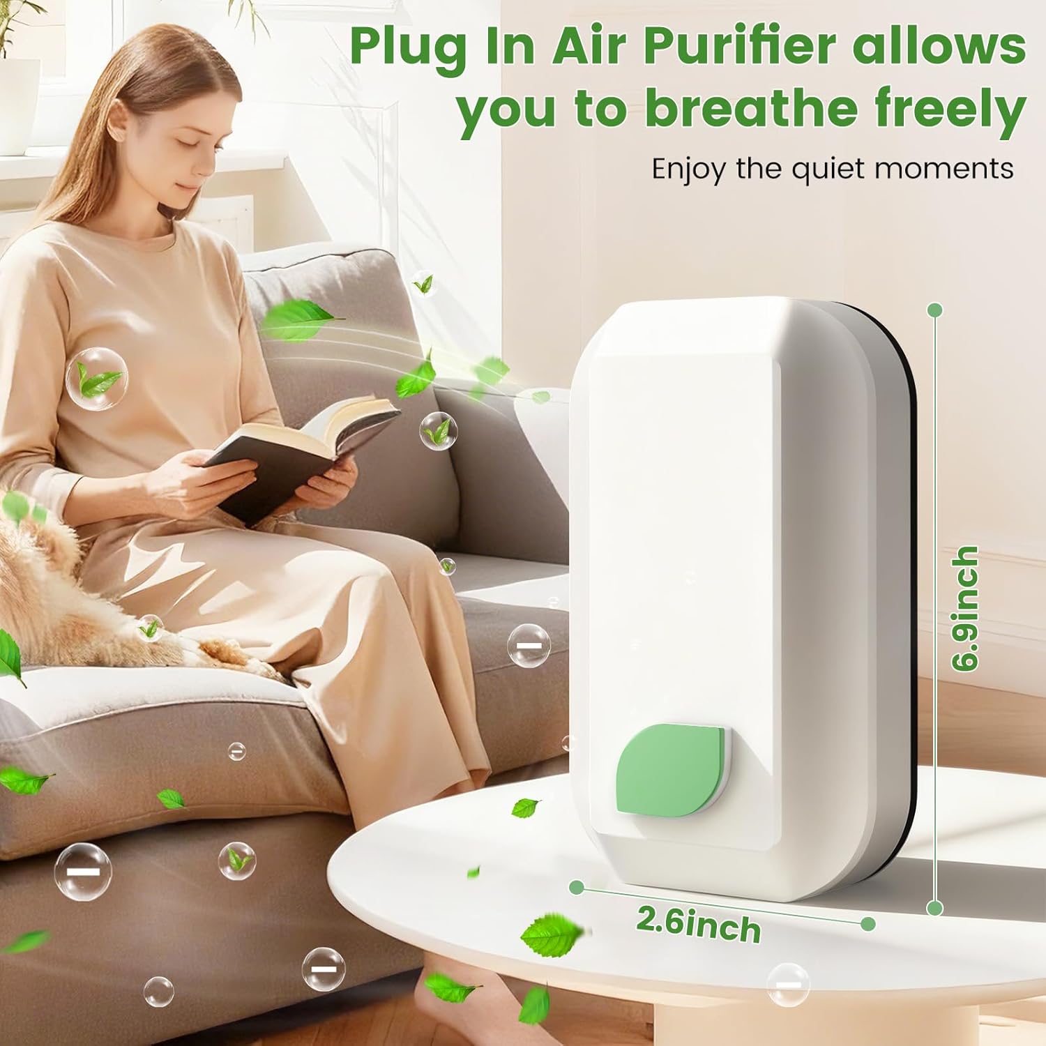 6Pack Plug In Ionic Air Purifier,Negative Ion Air Purifier for Home Portable Plug-In Air Ionizers for Smoke, Pets Smell Quiet Mini Air Freshener for Home, Bedroom, Office, Living Room (6)