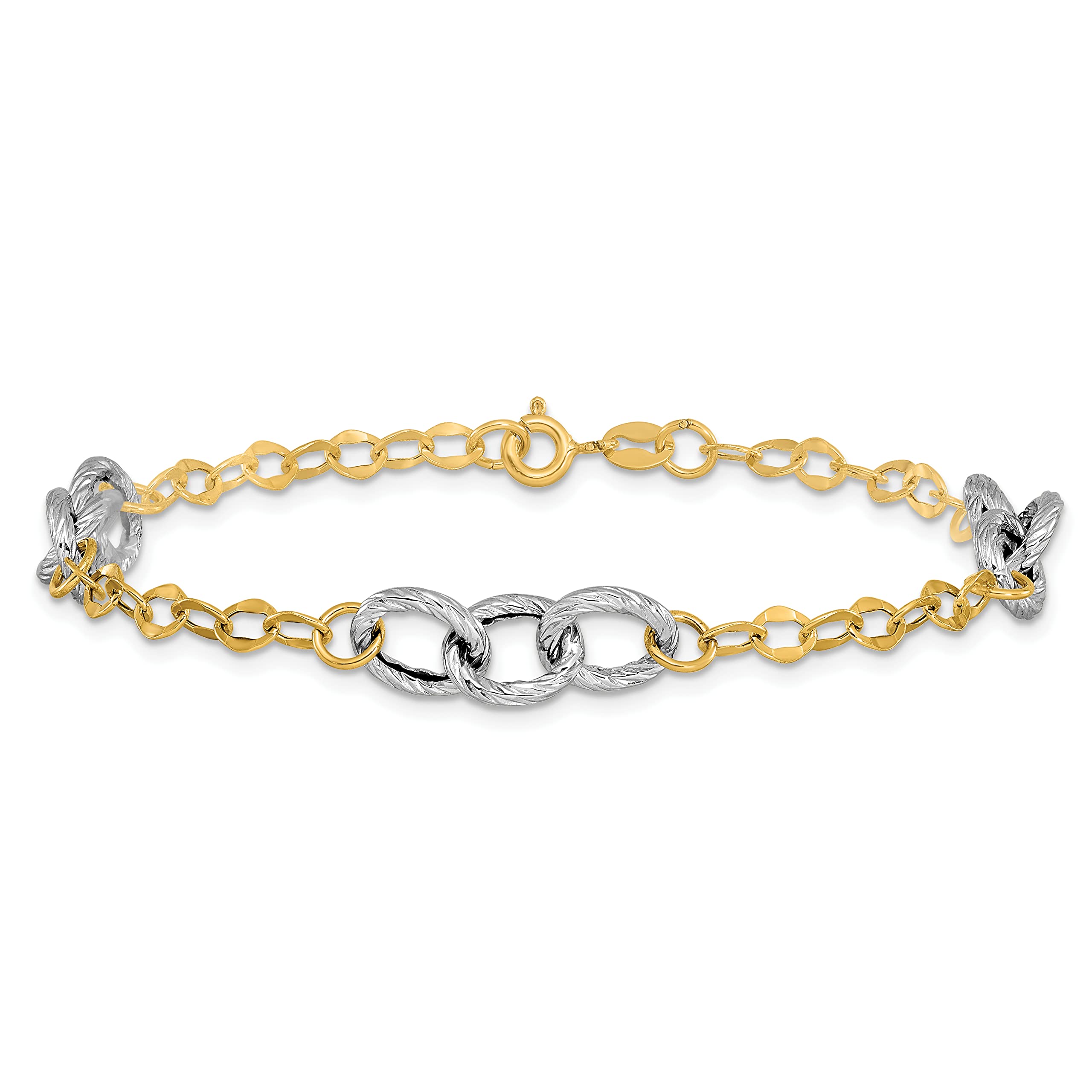 IceCarats 14K Solid Two Tone Gold Link Chain Bracelet