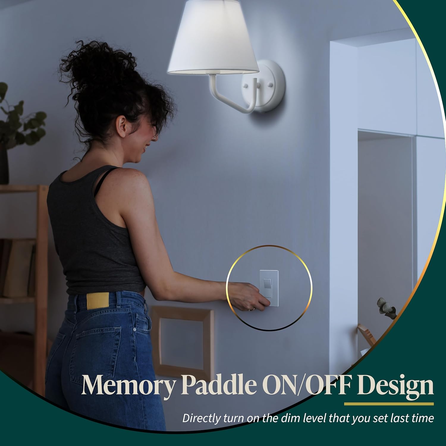 Image showing compatibility with Dimmable LED Bulbs, Dimmable CFL Bulbs, and Incandescent & Halogen Bulbs.