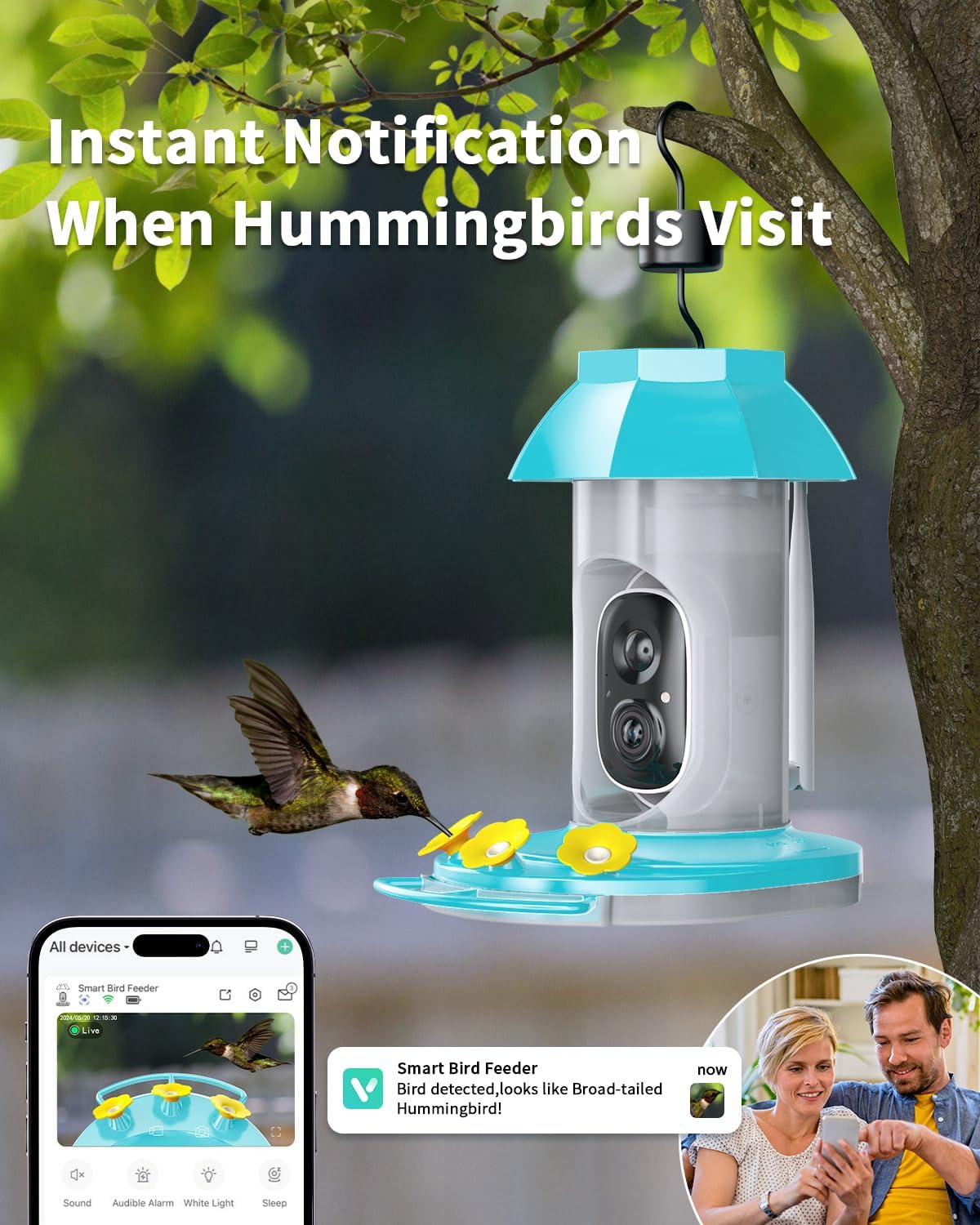 Hummingbird Feeder with Camera, Solar Bird Feeders Camera for Outdoors Hanging, AI Identify, Ant Moat & Bee Proof, Easy Clean & Refill, Gift for Bird Lovers - Image 6